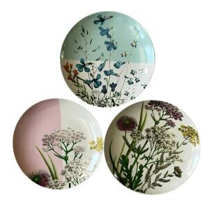 Set of 3 Bloomingville Floral Botanical 8.25" Appetizer Salad Plates